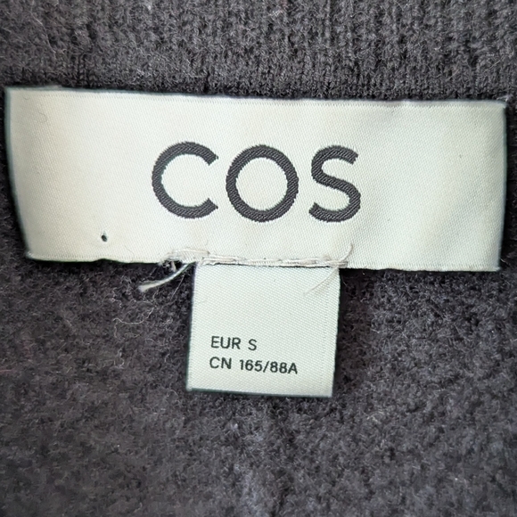 COS Black Cropped Mockneck Dolman Sleeve Wool Sweater Size Small - Picture 4 of 8